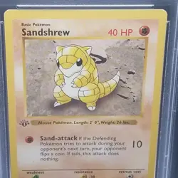 PSA 7 - Pokemon SANDSHREW 62/102 - 1st EDITION Shadowless Grey Stamp - BASE SET - Image 2