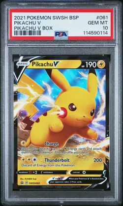 2021 POKEMON SWSH BLACK STAR PROMO PIKACHU V BOX #061 PIKACHU V PSA 10 - Image 1