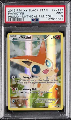 2016 POKEMON XY BLACK STAR PROMO MYTHICAL POKEMON COLL FULL ART/VICTINI PSA 9 - Image 1