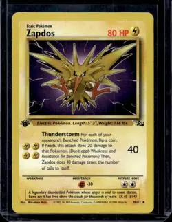 Pokemon TCG Zapdos Card 30/62 Fossil 1st Edition Non-Holo Rare Vintage 1999 WOTC - Image 1