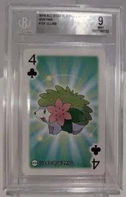 2016 Pokemon All Star Playing Cards Shaymin 4 Of Clubs Beckett Mint 9 - Image 1