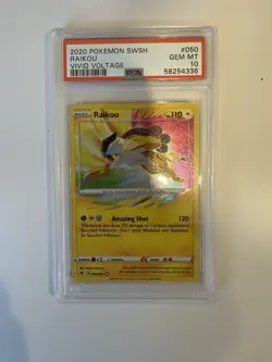 2020 Pokemon SWSH Vivid Voltage Raikou 050/185 Amazing Rare Holo PSA 10 GEM MINT - Image 1
