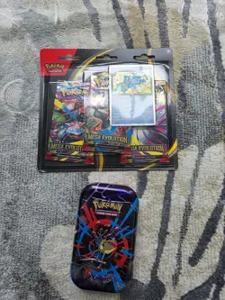 Pokemon TCG Mega Evolution Psyduck 3 Pack Blister sealed + Tin - Image 1