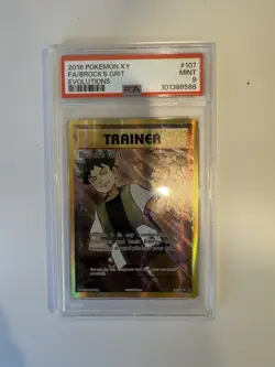 2016 POKEMON XY EVOLUTIONS #107 FULL ART/BROCK'S GRIT PSA 9 - Image 1