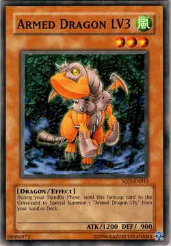 Yu-Gi-Oh TCG Armed Dragon LV3 SOD-EN013 Unlimited Regular Common Card NM - Image 1