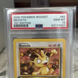 PSA 10 Meowth 62 1st Edition 2000 Team Rocket Pokemon Card Graded MINT - Image 2