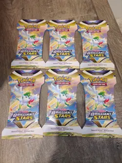 Pokemon TCG: Sword & Shield-Brilliant Stars Sleeved Booster Pack - LOT OF 6 820650809972 - Image 1