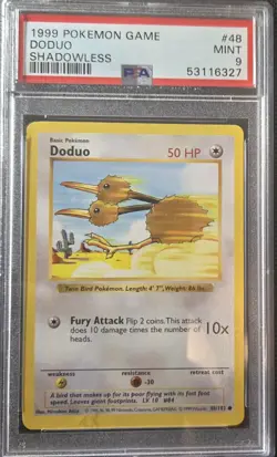 1999 POKEMON GAME #48 DODUO SHADOWLESS PSA 9 - Image 1