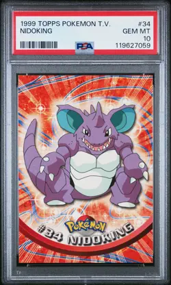 1999 TOPPS POKEMON TV #34 NIDOKING PSA 10 - Image 1