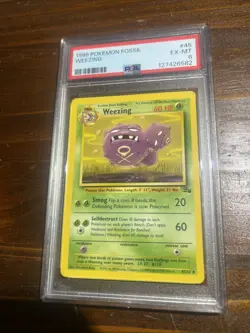 Pokemon TCG 1999 Fossil Unlimited PSA 6 Weezing Non Hollow - Image 1