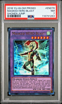 PSA 7 Masked Hero Blast JUMP-EN078 Shonen Jump Magazine Yugioh Promo 2016 - Image 1
