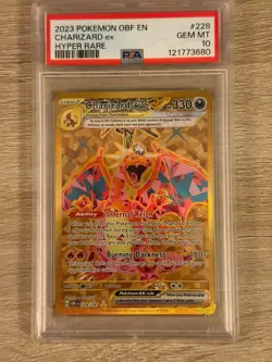Pokemon TCG Charizard Gold Hyper Rare Card 228/197 Obsidian Flames Graded PSA 10 - Image 1