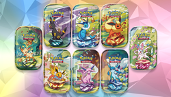 Pokemon TCG: Prismatic Evolutions - Set of 8 Mini Tins (Empty) Art Cards + Coins - Image 1