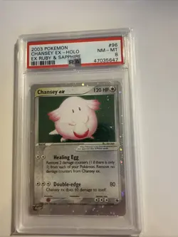 Pokemon TCG Ruby & Sapphire Chansey EX Holo Ultra Rare Card 96/109 2003 PSA 8 - Image 1