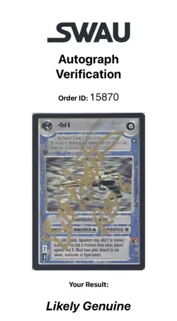 Star Wars CCG - William Bill Hootkins † (Jek Porkins) signed card SWAU verified - Image 1