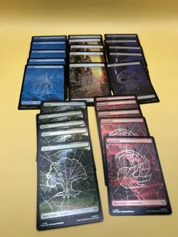 Magic The Gathering Spider-Man Full Art Spiderweb Lands Foil Full set x5 - Image 1