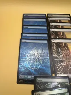 Magic The Gathering Spider-Man Full Art Spiderweb Lands Foil Full set x5 - Image 3