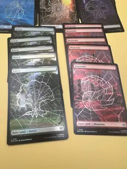 Magic The Gathering Spider-Man Full Art Spiderweb Lands Foil Full set x5 - Image 5