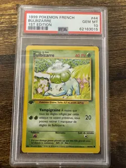 1999 Pokemon French Base Set 44 Bulbasaur 1st Edition PSA 10 62163015 Graded Pok - Image 1