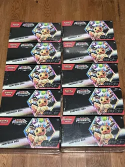 Lot Of 10 Pokemon TCG Scarlet & Violet Prismatic Evolutions Surprise Box - Image 1