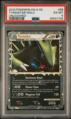 2010 POKEMON HEARTGOLD & SOULSILVER UNLEASHED #88 TYRANITAR-HOLO PSA 6 - Image 3