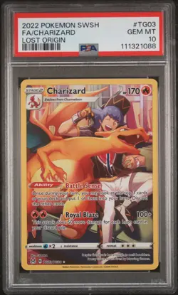 2022 POKEMON SWORD & SHIELD LOST ORIGIN #TG03 FULL ART/CHARIZARD PSA 10 - Image 1