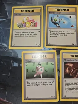Fossil Trainer 5 Card Lot Mr. Fuji, Energy Search, Recycle, Gambler Pokemon - Image 2