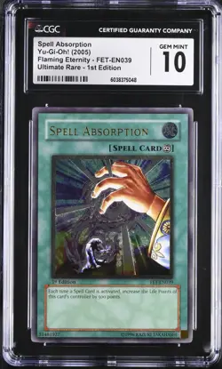 YUGIOH Spell Absorption FET-EN039 Ultimate Rare 1st Edition CGC 10 - Image 1