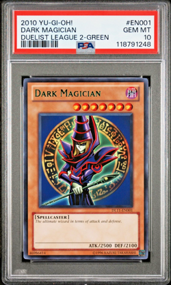 PSA 10 POP 3 DL11-EN001 Dark Magician GREEN RARE Duelist League 2 2010 Yugioh - Image 1