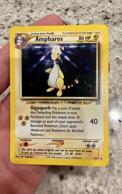 Pokemon Card Ampharos 11/111 Neo Genesis Holo Rare Trading Card NM - Image 1