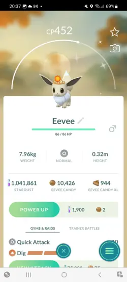 Pokemon Go Shiny Eevee Sun Crown - Image 1