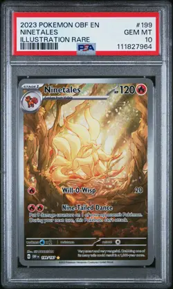 2023 POKEMON OBF EN-OBSIDIAN FLAMES ILLUSTRATION RARE #199 NINETALES PSA 10 - Image 1
