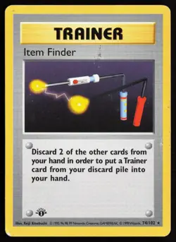 1999 Pokemon Base Set Shadowless 1srt Edition Item Finder /102 Trainer #74 - Image 1