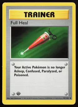 1999 Pokemon Base Set Shadowless 1srt Edition Full Heal /102 Trainer #82 Trainer - Image 1