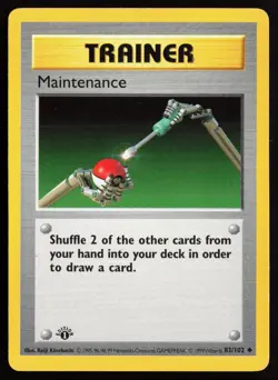 1999 Pokemon Base Set Shadowless 1srt Edition Maintenance /102 Trainer #83 - Image 1