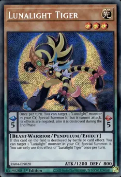 Lunalight Tiger - Secret Rare 1st Edition RA04-EN020 - NM - YuGiOh - Image 1