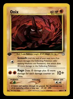 Onix 69/111 1st Edition Neo Genesis Pokemon Card - Image 1