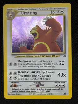 Pokemon TCG Neo Discovery Ursaring Card 15/75 Holo Rare Unlimited NM - Image 1