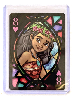 Japan Disney MOANA Stained Glass 8 of Hearts Playing Card w/Sleeve & Top Loader! - Image 3