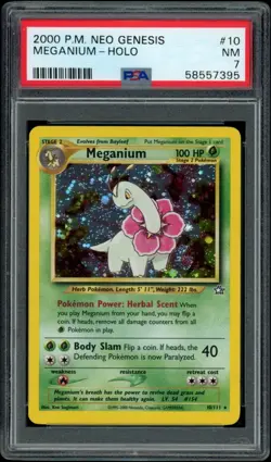 Pokemon PSA 7 NM 2000 Meganium 10/111 Neo Genesis Holo Card - Image 1
