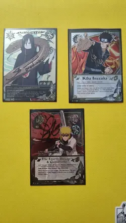 Naruto TCG Forth Hokage, Orochimaru, & Kiba Cards, Signed By English Voice Actor - Image 1