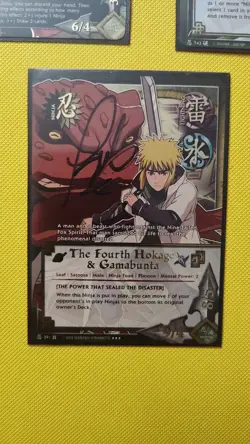 Naruto TCG Forth Hokage, Orochimaru, & Kiba Cards, Signed By English Voice Actor - Image 2