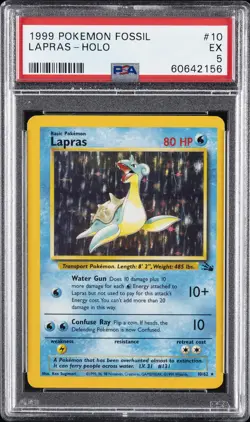 1999 POKEMON FOSSIL #10 LAPRAS-HOLO PSA 5 - Image 1