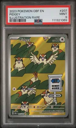 2023 POKEMON OBF EN-OBSIDIAN FLAMES ILLUSTRATION RARE #207 PIDGEY PSA 9 - Image 1