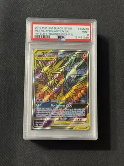 2019 POKEMON HIDDEN FATES ETB PROMO MOLTRES & ZAPDOS & ARTICUNO GX PSA 9 Glass - Image 1