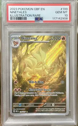 PSA 10 GEM MINT Pokemon Ninetales 199/197 Illustration Rare 2023 Obsidian Flames - Image 1
