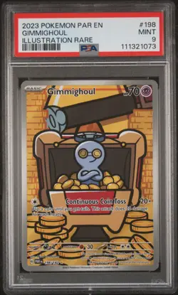 2023 POKEMON PAR EN-PARADOX RIFT ILLUSTRATION RARE #198 GIMMIGHOUL PSA 9 - Image 1