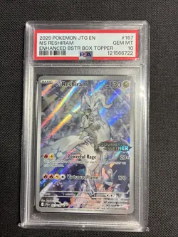 2025 Pokemon EN Journey Together N's Reshiram Stamped Box Topper #167 PSA 10 - Image 1