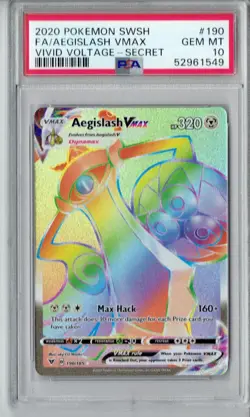 2020 Pokemon Aegislash VMAX Secret Rare 190/185 PSA 10 (Vivid Voltage) - Image 1