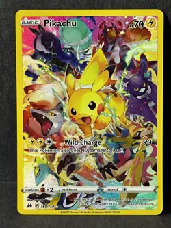 Pokemon Pikachu TCG Full Art Secret Rare Holo Card 160/159 Crown Zenith - Image 1